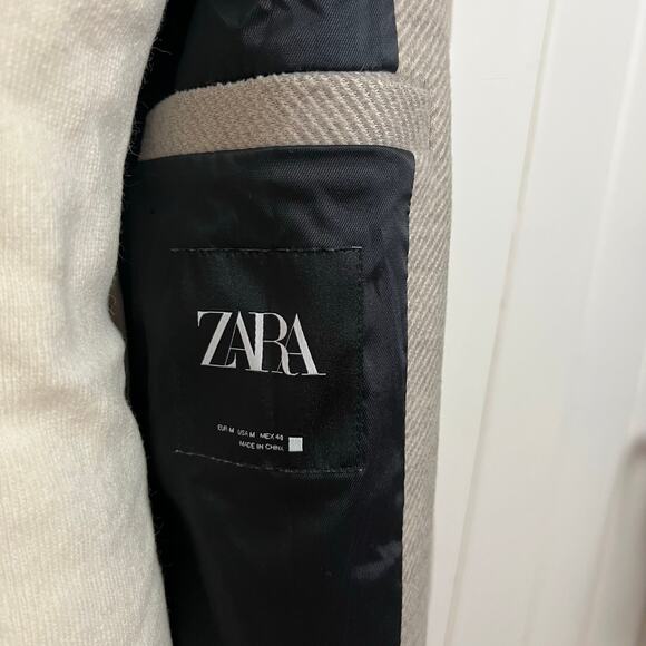 ZARA Funnel Neck Wool Blend Coat Jacket Light Grey Womens M - Picture 10 of 11